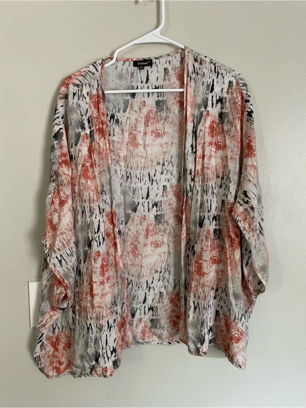 Tolani Open Front Cardigan Abstract Geometric Kimono Wrap Earthy Boho OS Modal